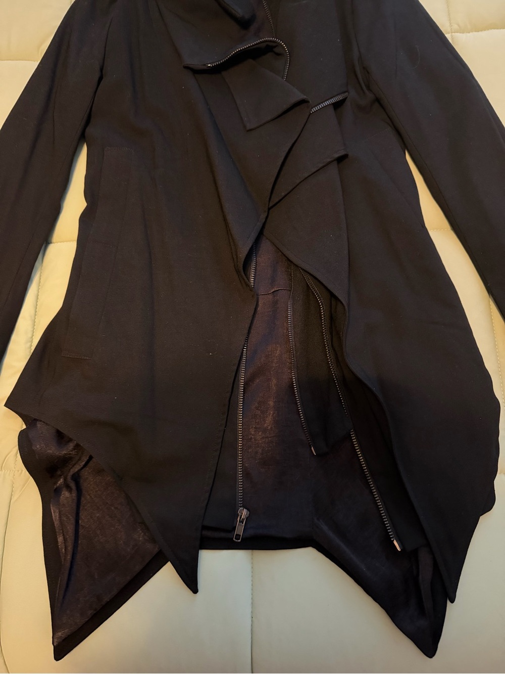 Black Ruffle-Front Blazer Jacket - Picture 3 of 5